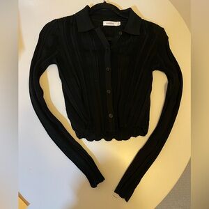 Glassons Black Ribbed Button Up